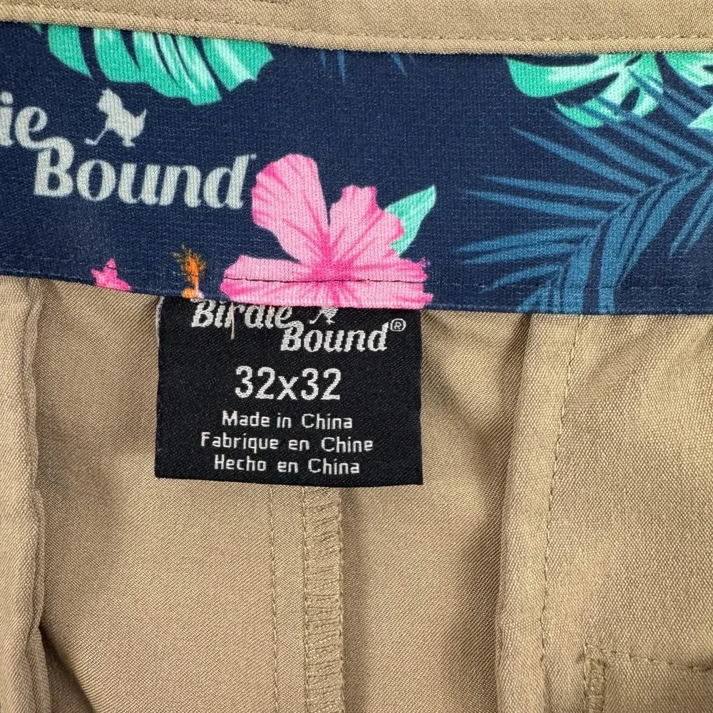 Birdie Bound Pants Mens 32 Beige Golf Khakis Stretch Zip Pocket Casual 32x31
